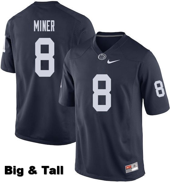 NCAA Nike Men's Penn State Nittany Lions Jordan Miner #8 College Football Authentic Big & Tall Navy Stitched Jersey FBN4598AE